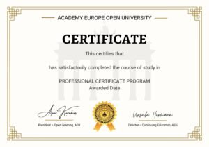 Academy Europe Certificate Sample